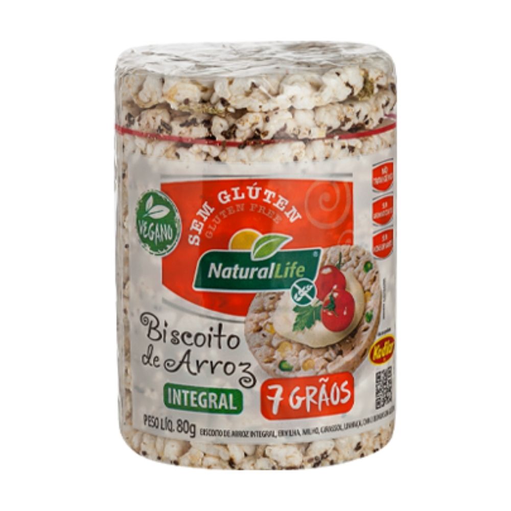 Biscoito de Arroz Integral 7 Grãos Natural Life 80g - Atacado de