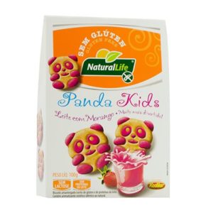 Biscoito Panda Kids sabor Leite com Morango Natural Life 100g