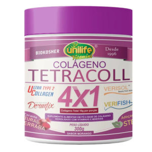 Colágeno Tetracoll 4x1 Sabor Morango Unilife 300g