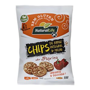 Chips de Arroz Integral e Milho Sabor Páprica Natural Life 70g