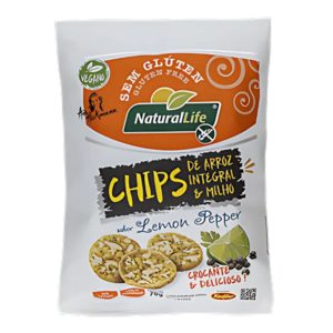 Chips de Arroz Integral e Milho Sabor Lemon Pepper Natural Life 70g